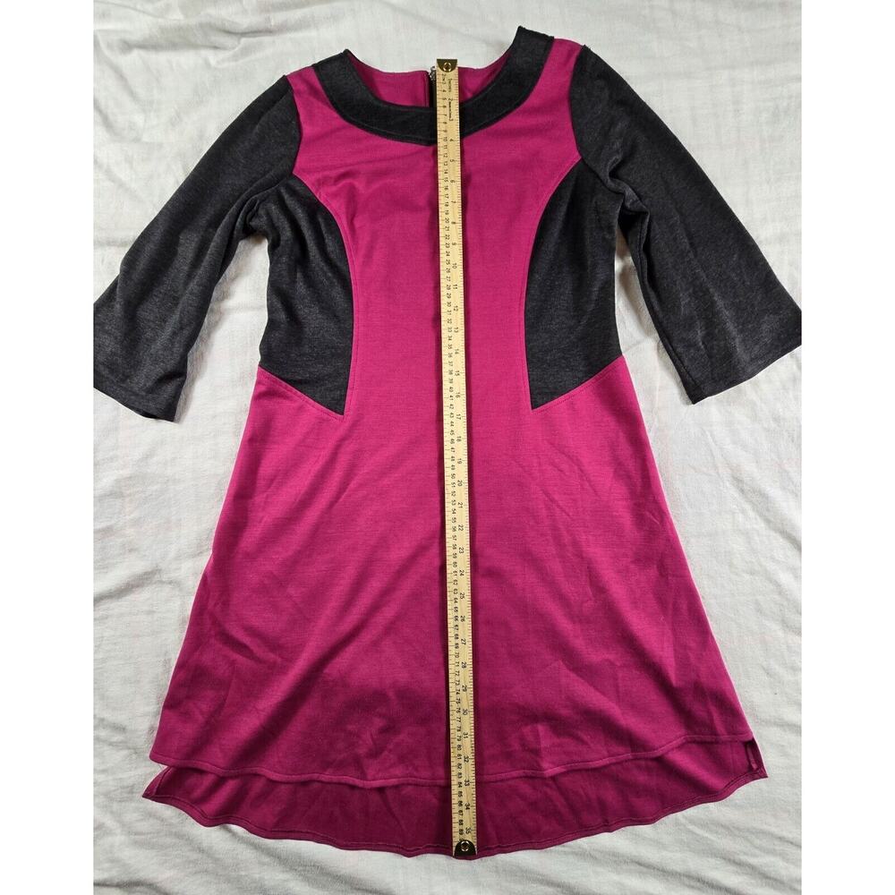 Uncle Frank Sheath Dress Color Block Jersey Ponte Knit 3/4 sleeves Pink Gray S - Picture 4 of 9